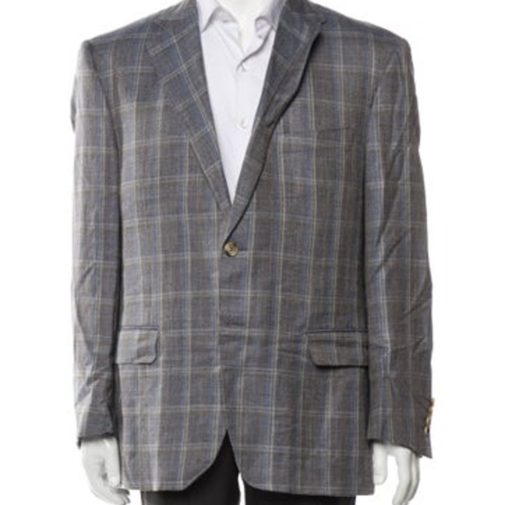 Canali Plaid Print Blazer